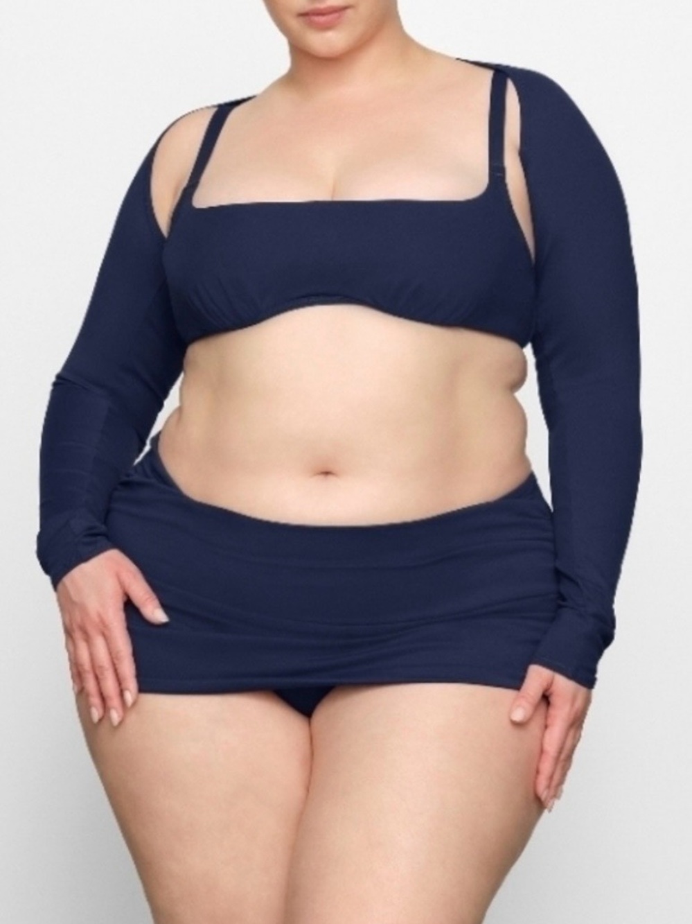 SKIMS NWT Sculpting Swim Long Sleeve Shurg Midnight Blue Size S